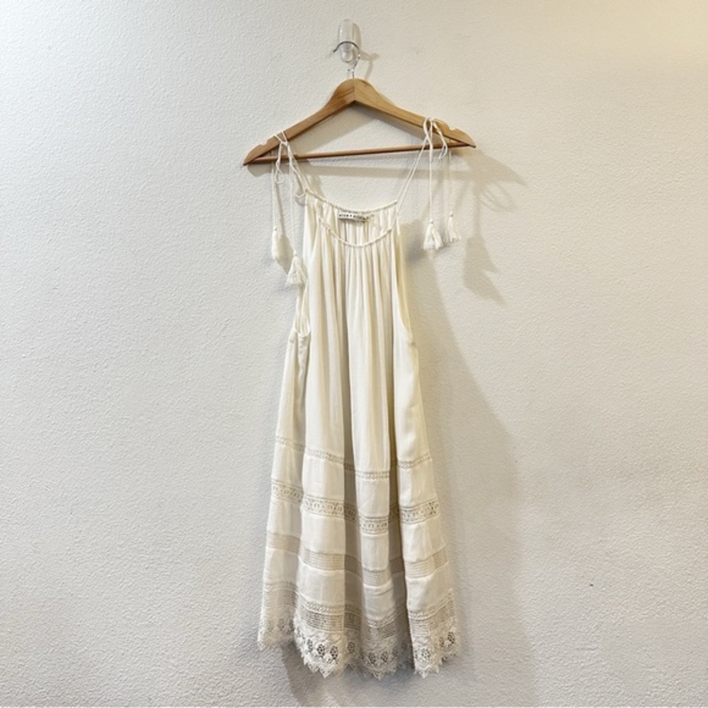Alice + Olivia Danna Tie-Strap Short Dress‎ Crochet Embroidered White Size Small - Picture 3 of 11